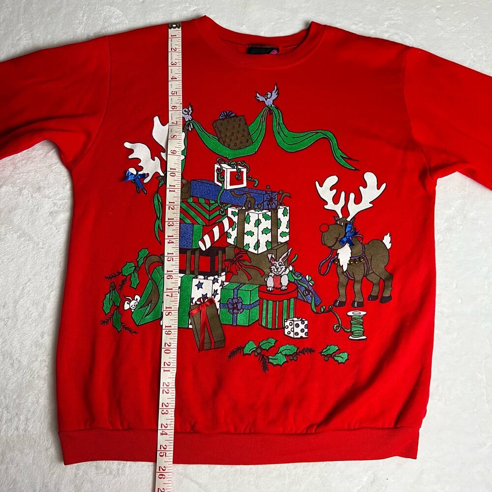 Andover Women's Vintage Red Christmas Sweatshirt Size Large USA - Picture 6 of 9